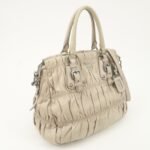 PRADA Logo Leather Gathered 2Way Hand Bag Beige BN1336 - 图片 4
