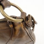 MIU MIU Leather Ribbon Hand Bag Shoulder Bag Dark Brown - 图片 18