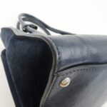 PRADA Triangle Logo Leather 2Way Bag Tote Bag Hand Bag Navy B2625M - 图片 12