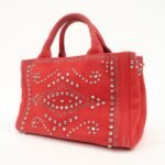 PRADA Canapa Mini Canvas Hand Bag Castilian Red BN2439 - 图片 3