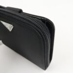 PRADA  Nylon Saffiano  Leather Bi-fold Round zippy Wallet Black Used - 图片 14