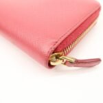 PRADA Logo Saffiano Leather Round Zippy Long Wallet Pink 1M0506 - 图片 10