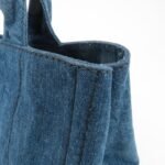 PRADA Triangle Logo Canapa Canvas Denim Hand Bag Navy B1877B Used - 图片 19