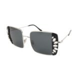MIU MIU Metal Rhine Stone Sunglasses Black Silver 01E-580 46□19