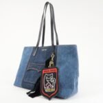MIU MIU Leather Denim Tote Bag Shoulder Bag Navy 5BG024 Used - 图片 3