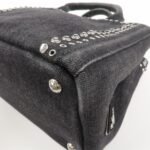 PRADA Canapa Mini Canvas Studs 2Way Shoulder Bag Hand Bag Black B2439G Used - 图片 12