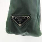 PRADA Triangle Logo Nylon Leather Tote Bag Green - 图片 17