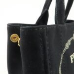 PRADA Canapa Mini Canvas 2Way Hand Bag Tote Bag Black 1BG439 Used - 图片 14