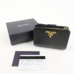 PRADA Saffiano Leather Bi-Fold Wallet Black Red Gold 1ML018 Used - 图片 24
