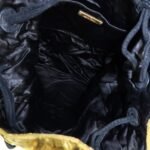 MIU MIU Satin Velour Suede Shoulder Bag Drawstring Bag Gold Black Used - 图片 22