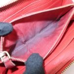 MIU MIU Leather Round Zipper Long Wallet Bijou Studs Red Used - 图片 22