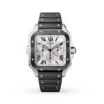 Cartier Santos De Cartier Chronograph Watch Extra-Large Model, Automatic Movement, Steel, ADLC, Interchangeable Rubber And Leather Bracelets-P17311001