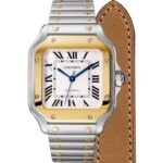 Cartier Santos De Cartier Watch Medium Model, Automatic Movement, Yellow Gold, Steel, Interchangeable Metal And Leather Bracelets-P17310956 - 图片 3