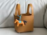 .Cargo picotin basket 18cm canvas and swift leather sesame color silver buckle - 图片 6