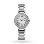 Cartier Ballon Bleu De Cartier Watch 28mm, Quartz Movement, Steel, Diamonds-P17310925