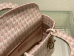 Five compartment embroidered pink bird check handbag Size:24cm - 图片 3