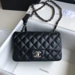 Black Lambskin Gold Buckle