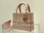 Five compartment embroidered pink bird check handbag Size:24cm - 图片 5