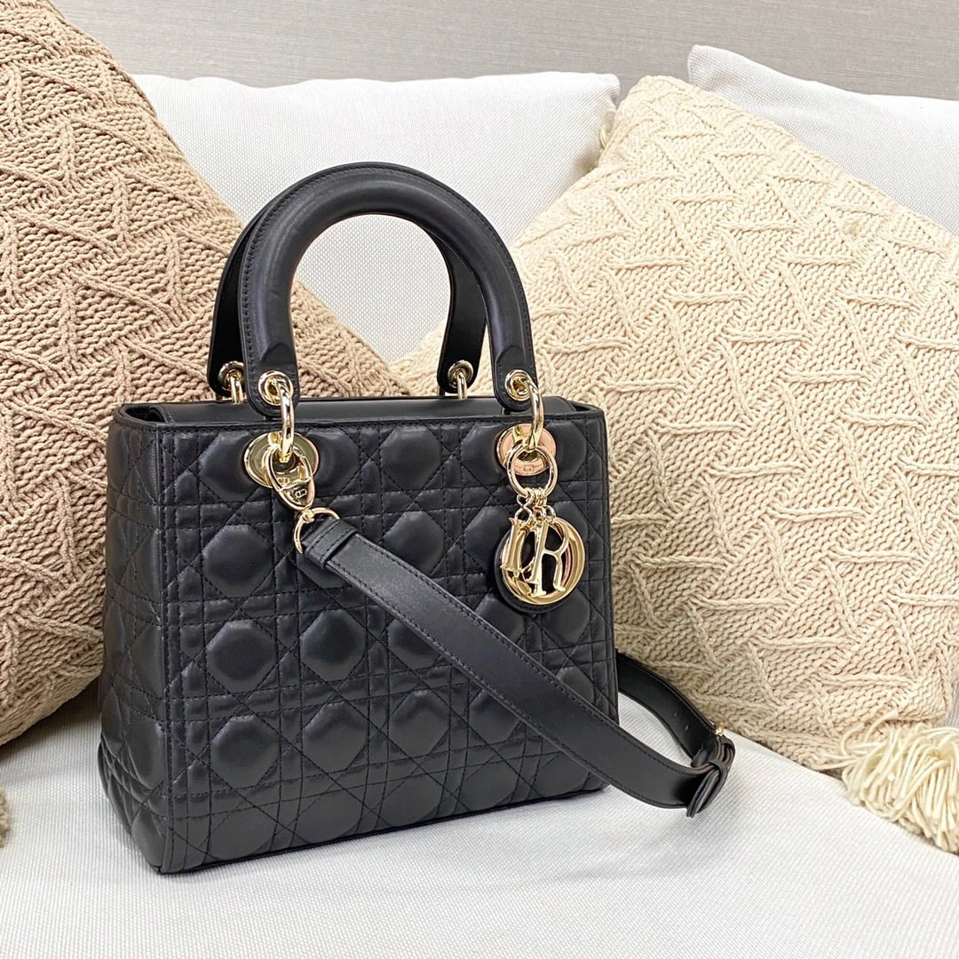 Dior Lady Dior in five-compartment lambskin detail