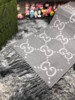 GG cashmere lamé jacquard scarf grey