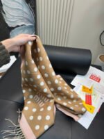 Brown and pink polka dot scarf - 图片 11