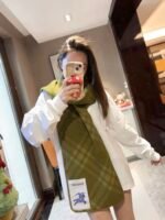 Check Wool Scarf green - 图片 2