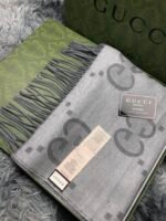 GG cashmere lamé jacquard scarf grey - 图片 8