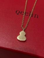 Wulu small necklace in 18K rose gold set with jade and diamonds - 图片 9