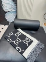 GG cashmere lamé jacquard scarf black - 图片 7
