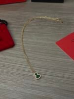 Wulu small necklace in 18K rose gold set with jade and diamonds - 图片 10