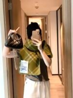 Check Wool Scarf green - 图片 8