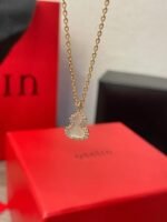 Wulu petite necklace in 18K rose gold set with mother-of-pearl and diamonds - 图片 5