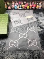 GG cashmere lamé jacquard scarf grey - 图片 10