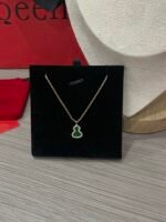 Wulu small necklace in 18K rose gold set with jade and diamonds - 图片 3