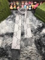 GG cashmere lamé jacquard scarf grey - 图片 2