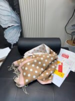 Brown and pink polka dot scarf - 图片 6